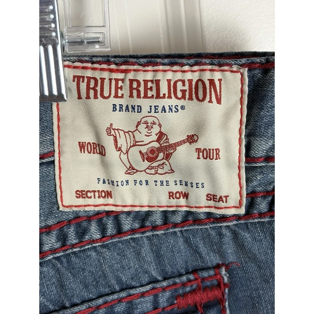 NWT!!! True Religion Ricky Flap T Jeans, Relaxed Straight, Sz 44 Red Stitching